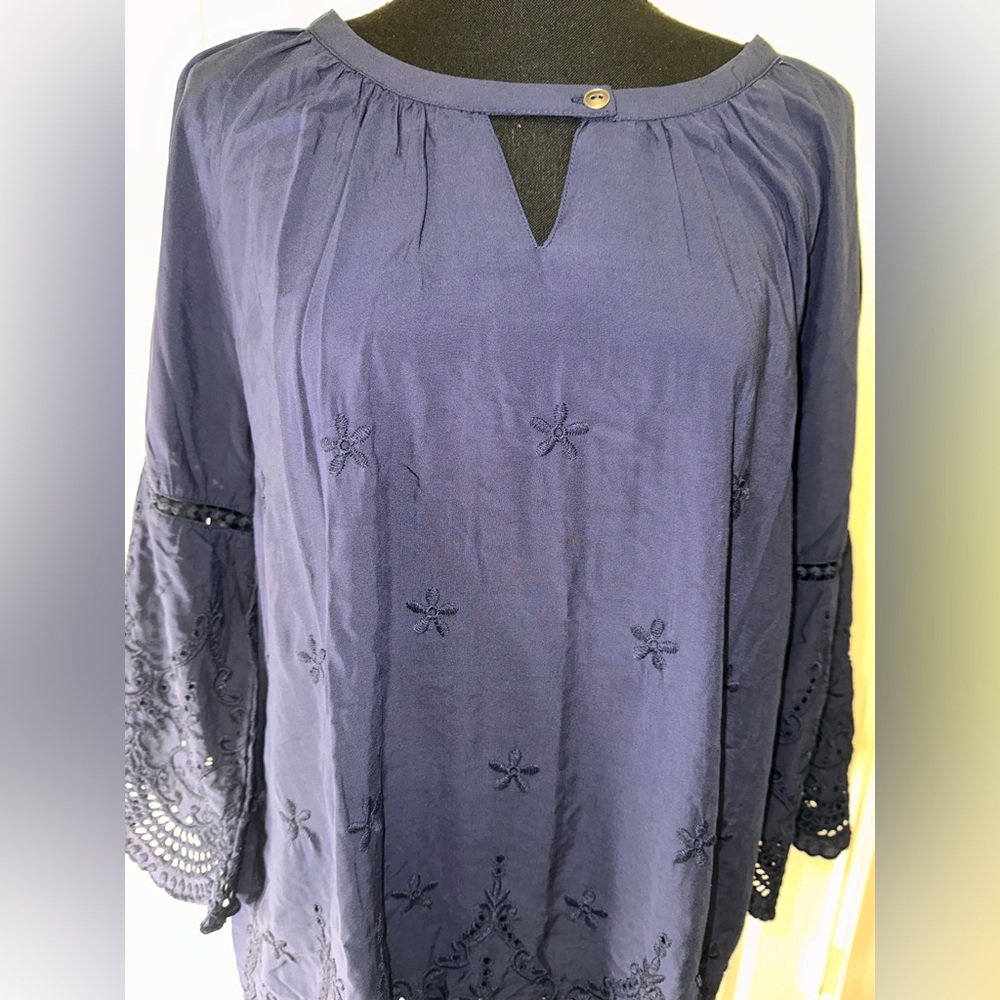 aliceblue Stich Fix Crochet Trim Tunic